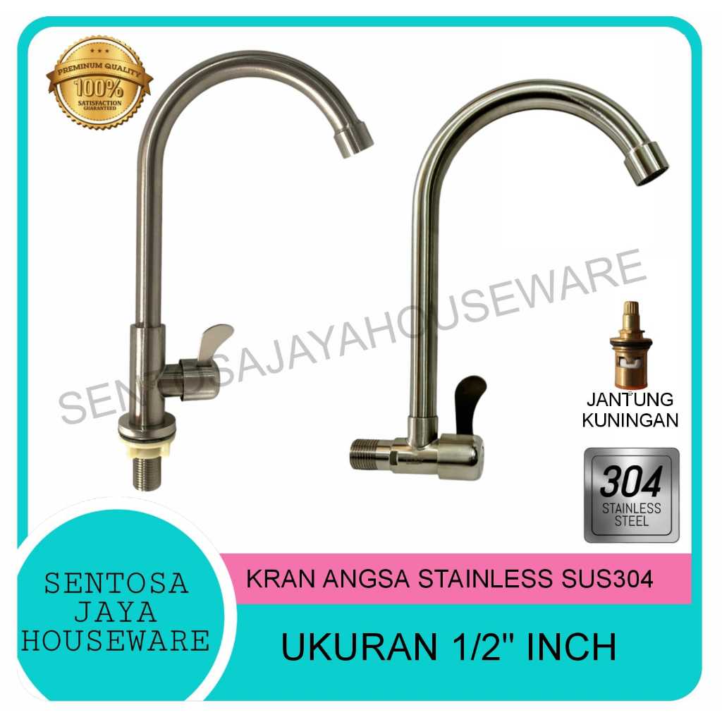 KRAN DAPUR CUCI PIRING STAINLESS STEEL / KRAN ANGSA TEMBOK STAINLESS / KRAN WASTAFEL TEMBOK STAINLES