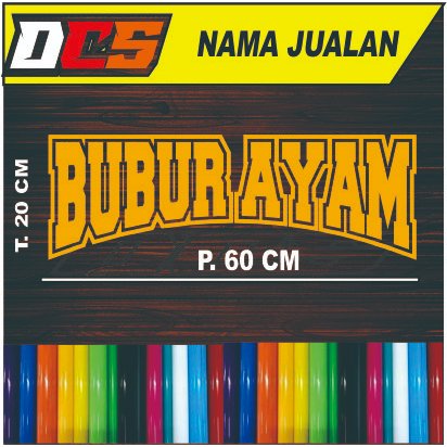 

TULISAN BUBUR AYAM STICKER TEMPELAN UNTUK NAMA JUALAN DI GEROBAK DAN TALASE KACA