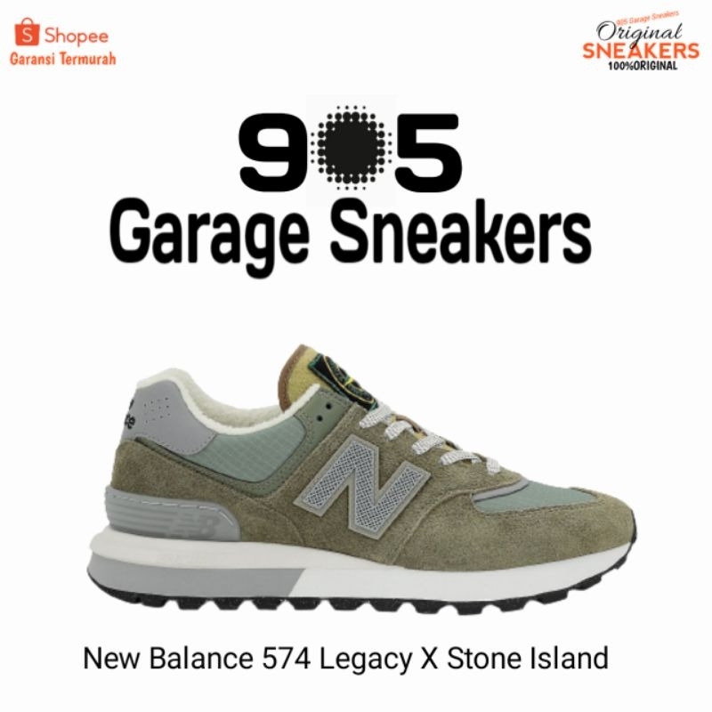 Sepatu New Balance 574 Legacy X Stone Island Steal Blue Original