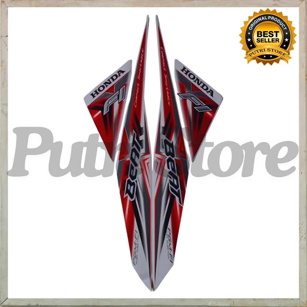 Sticker Striping Motor Honda Beat Fi 2015 Merah Putih list body motor beat Fi 2015 Hitam Merah