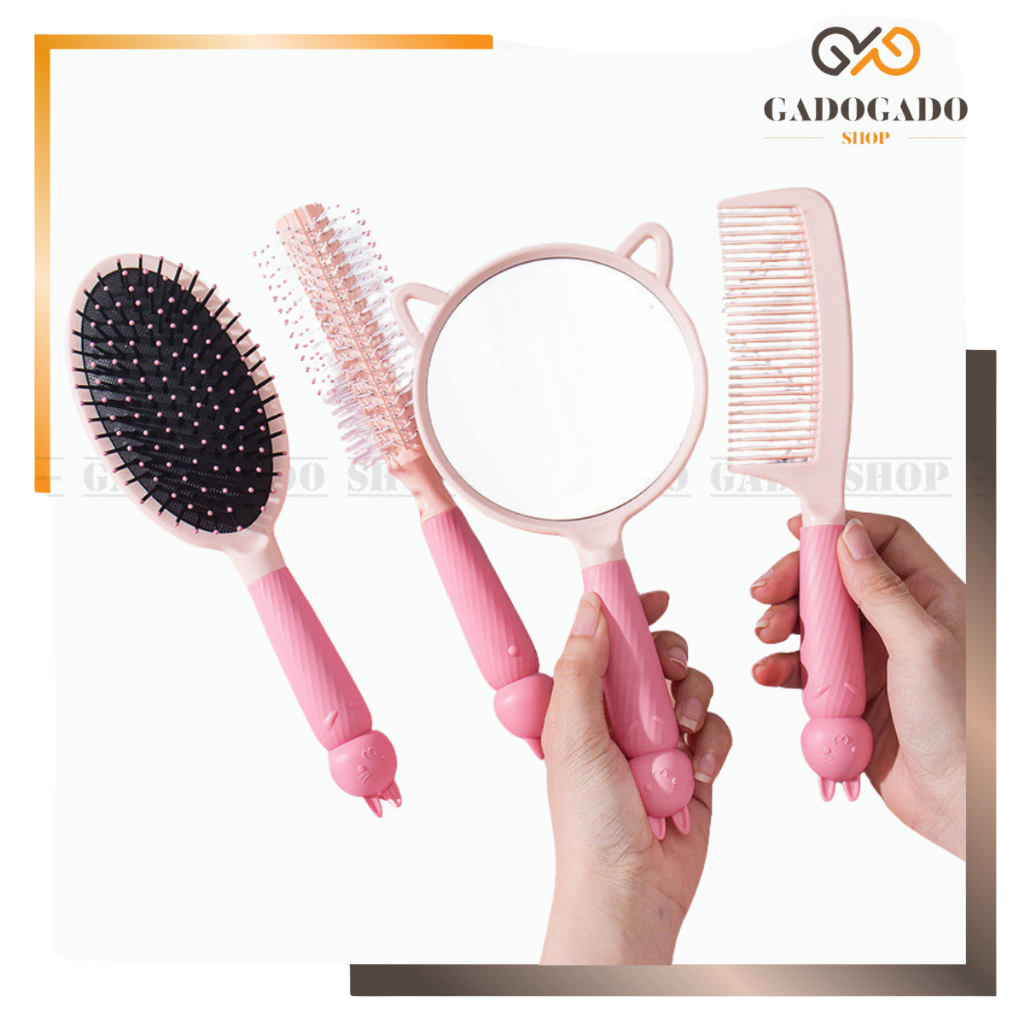 GGS HL0622 Sisir Cermin Roll Rias Makeup Portable / Sisir Cermin Import / Kaca Gagang Bulat / Sisir 