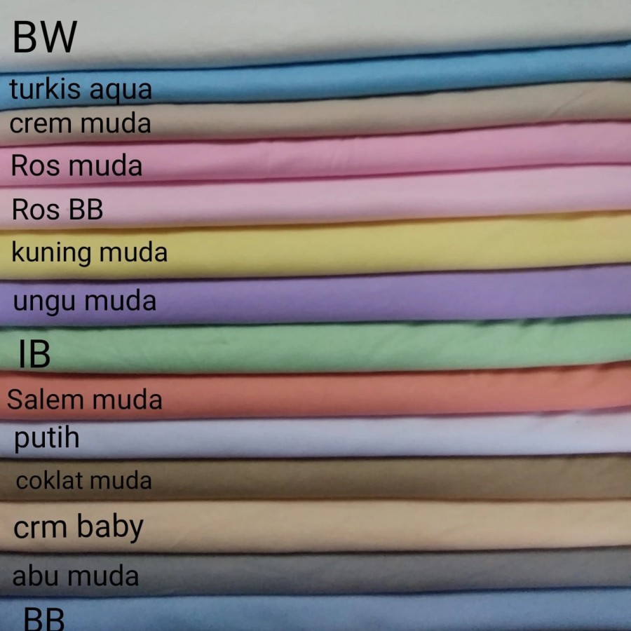 Kain Bahan kaos pe double tipis (pe24) warna muda