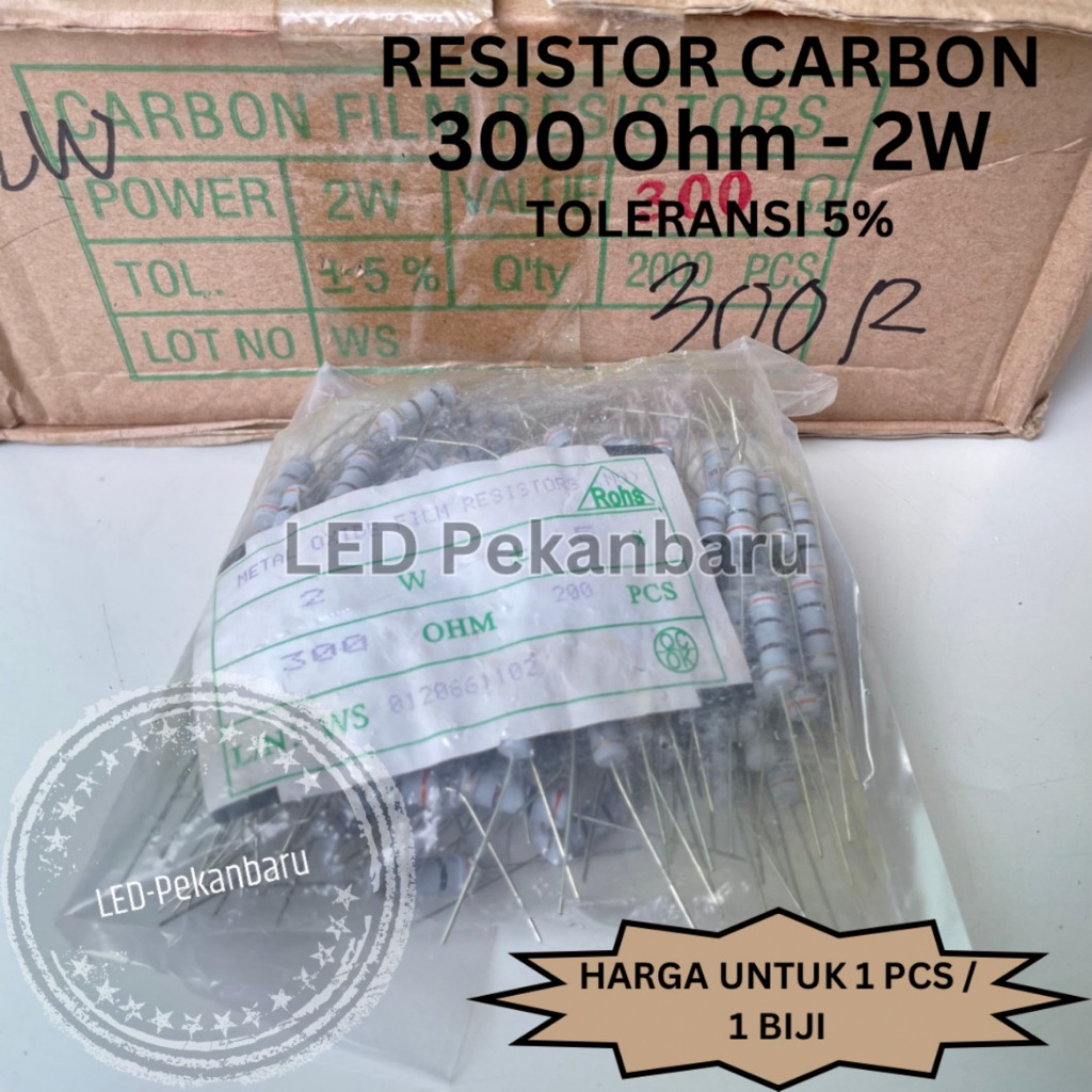 RESISTOR 2W 300 OHM 300R 300ohm 2 WATT R CARBON / KAPUR / KARBON TOLERANSI 5%