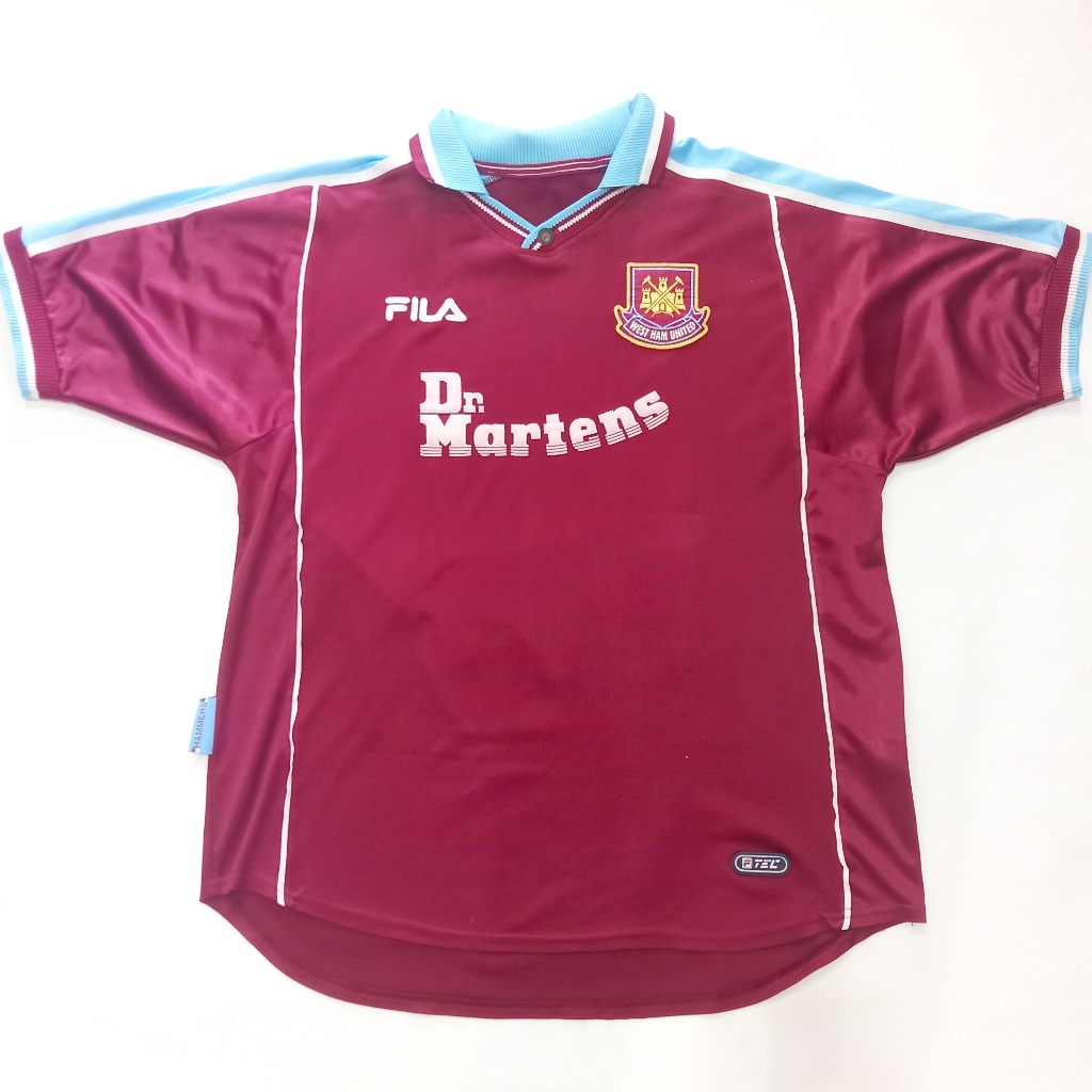 Kaos Bola West Ham United Hammers FILA Dr. Martens Merah Maroon Original