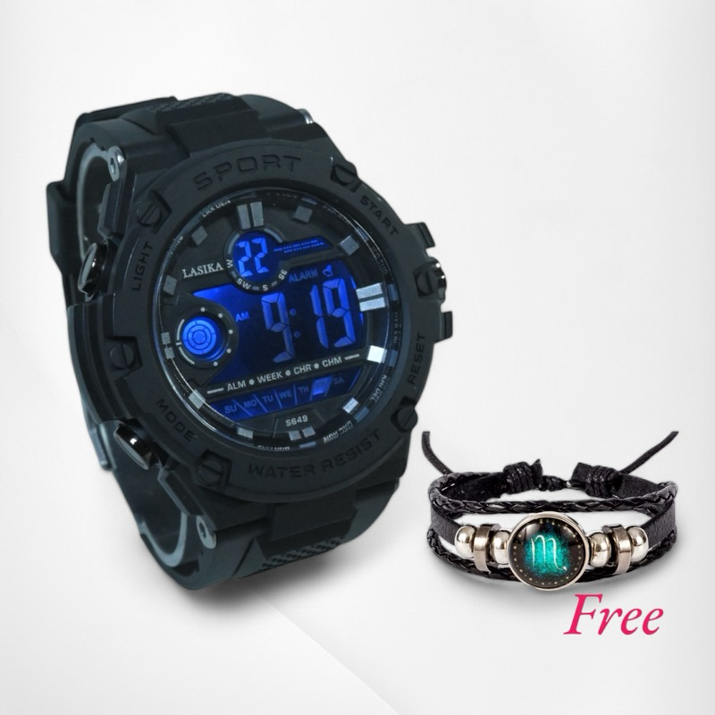 JAM TANGAN DIGITAL, JAM TANGAN SPORT PRIA, JAM TANGAN ANTI AIR DAPAT GELANG ZODIAK