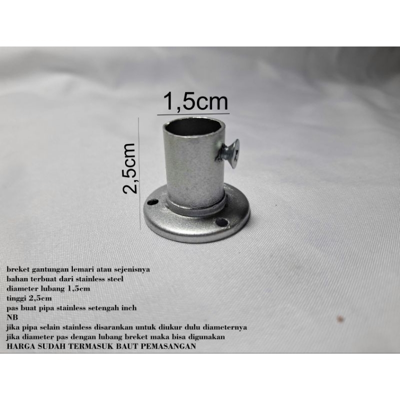 bracket topi/bracket pipa stainless/bracket lemari pakaian buat pipa stainles ½ inch