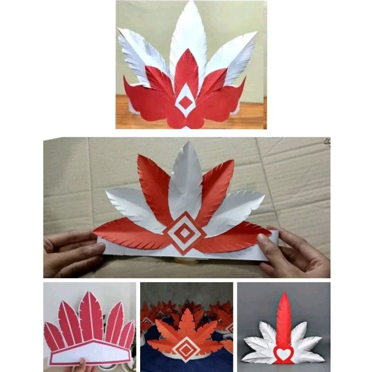 COD, bando karnaval, bendera merah putih, Agustus, bando Agustus, Hiasan kepala, bulu ayam, hiasan k