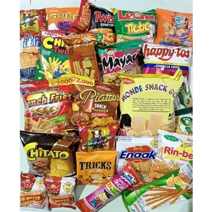 

Aneka snack campur 1 paket jajan happytos tortilla chips jajanan gurih piattos chitato mix murah