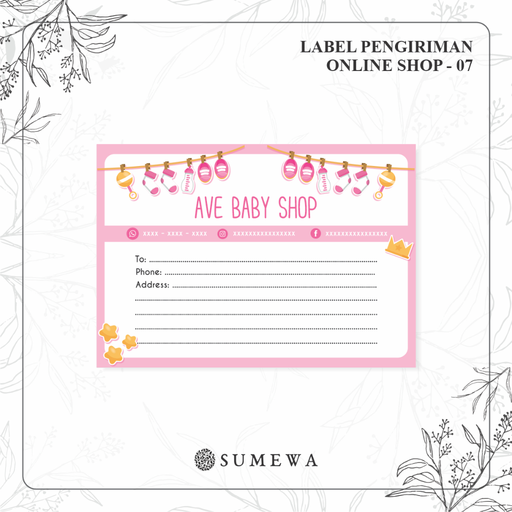 

Label Pengiriman Online Shop / Label Paket / Label Alamat / Sticker Pengiriman / Sticker Resi / Label Olshop - 07