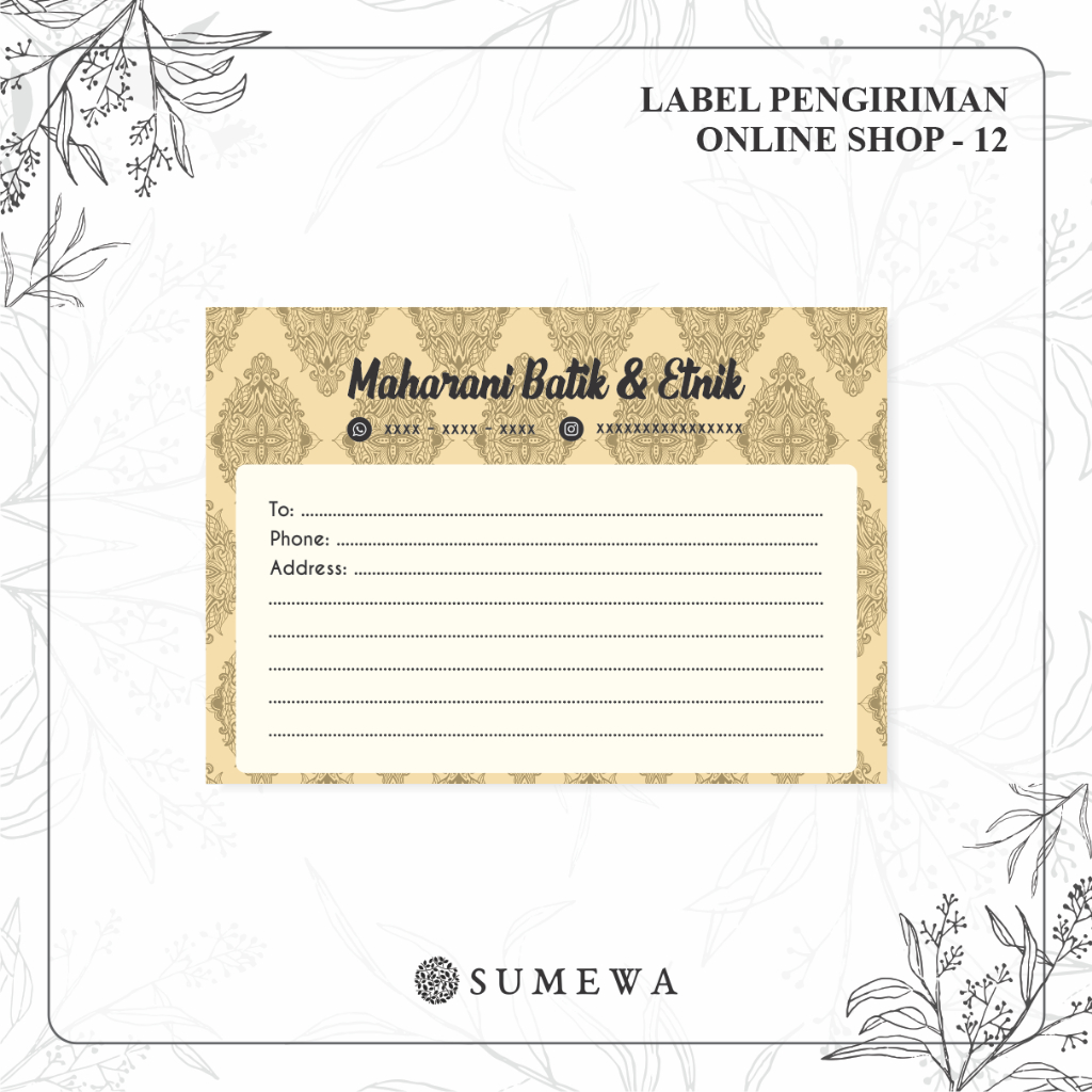 

Label Pengiriman Online Shop / Label Paket / Label Alamat / Sticker Pengiriman / Sticker Resi / Label Olshop - 12