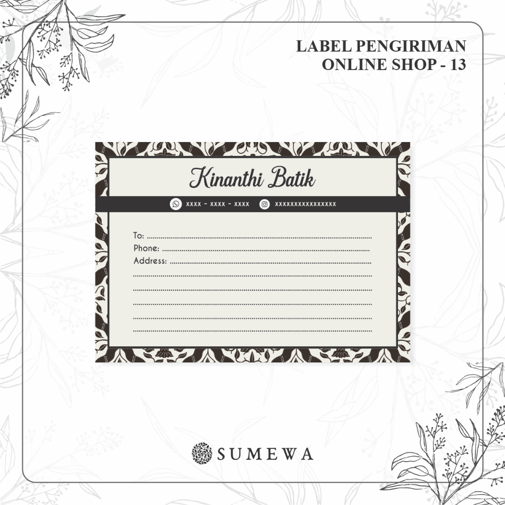 

Label Pengiriman Online Shop / Label Paket / Label Alamat / Sticker Pengiriman / Sticker Resi / Label Olshop - 13