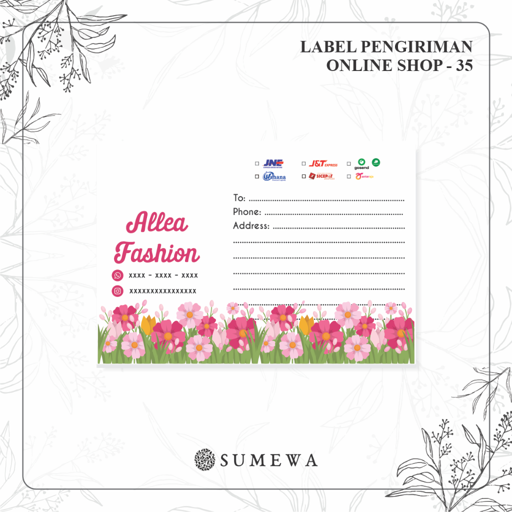 

Label Pengiriman Online Shop / Label Paket / Label Alamat / Sticker Pengiriman / Sticker Resi / Label Olshop - 35
