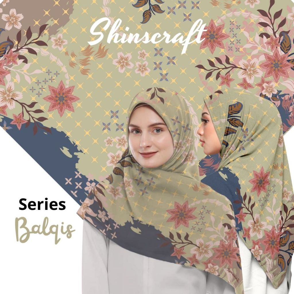 SHINSCRAFT - Balqis Series - Hijab Printing Premium VOAL/ULTRAFINE Segi Empat Lasercut Gelombang & T