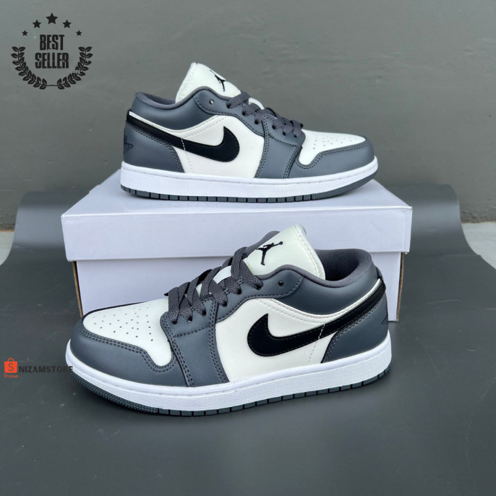 Wmns Nike Air Jordan 1 Low Sail/Dark Grey/White/Off-Noir – Sepatu Sneakers Ikonik untuk Gaya Sehari-