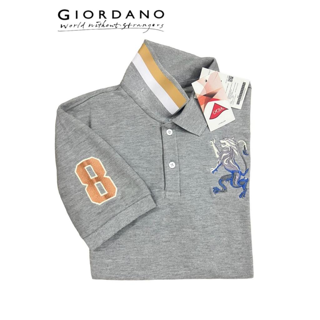Kaos Polo Shirt Pria Giordano Slimfit/Kaos Polo Shirt Pria Bordir Lion Kekinian