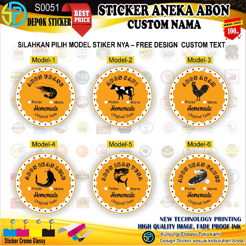 

CETAK Stiker Abon Sapi Abon Ayam Abon IKan