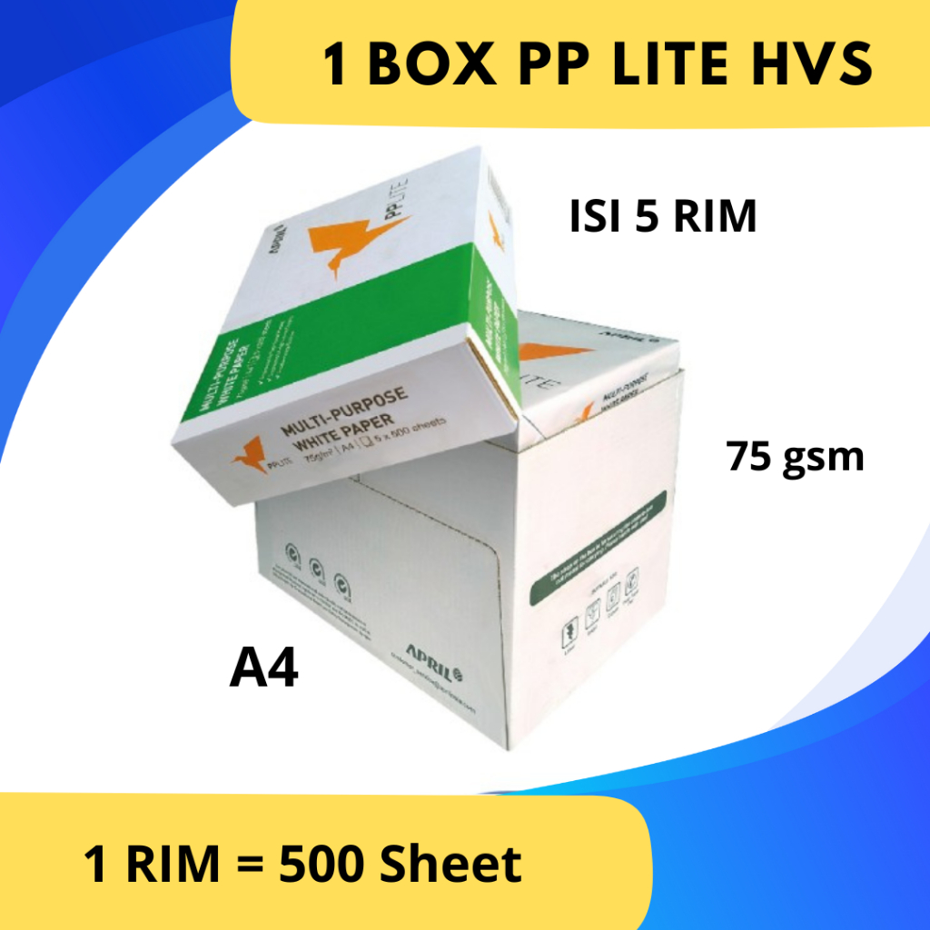 

Kertas HVS A4 Murah PP LITE 75 Gram 1 Dus / Kertas HVS Print 1 BOX Tebal Murah / Kertas Skripsi A4