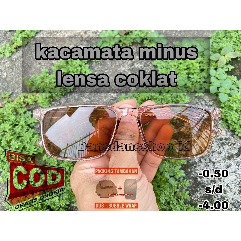KACAMATA MINUS RABUN JAUH LENSA COKLAT FREM COKLAT PRIA/WANITA