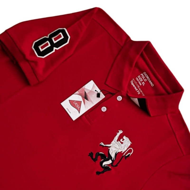 giordano/kaos kerah pria logo lion bordir 3D kaos polo pria kerah rajut kaos kerah pria terbaru
