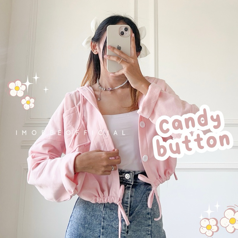 CANDY BUTTON JACKET FLEECE // SWEATER JAKET HOODIE LUCU KAWAI