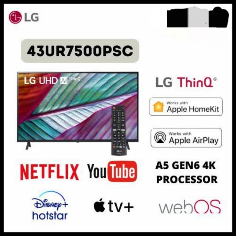 LED TV LG 4K Smart UHD AI ThinQ TV UR75 43" - 43UR7500 | 43UR7500PSC