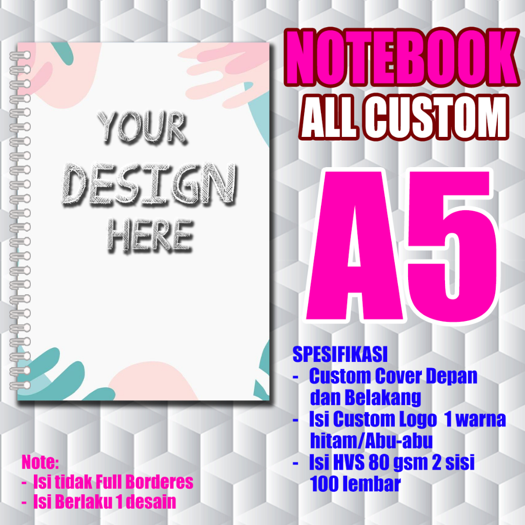 

Notebook A5 Cover + Isi 1 Warna hitam/Abu - 100 lembar
