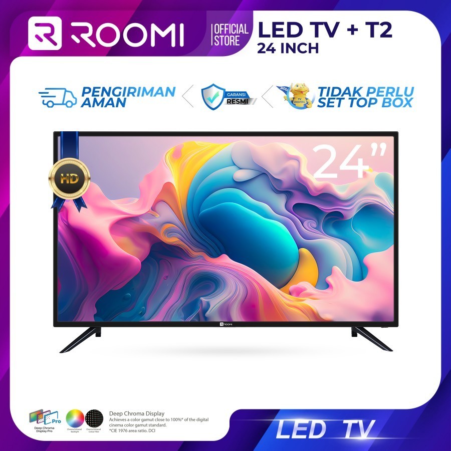 [KARGO] ROOMI TV LED 24 Inch HD Digital DVB-T2 USB HDMI RMTV0024