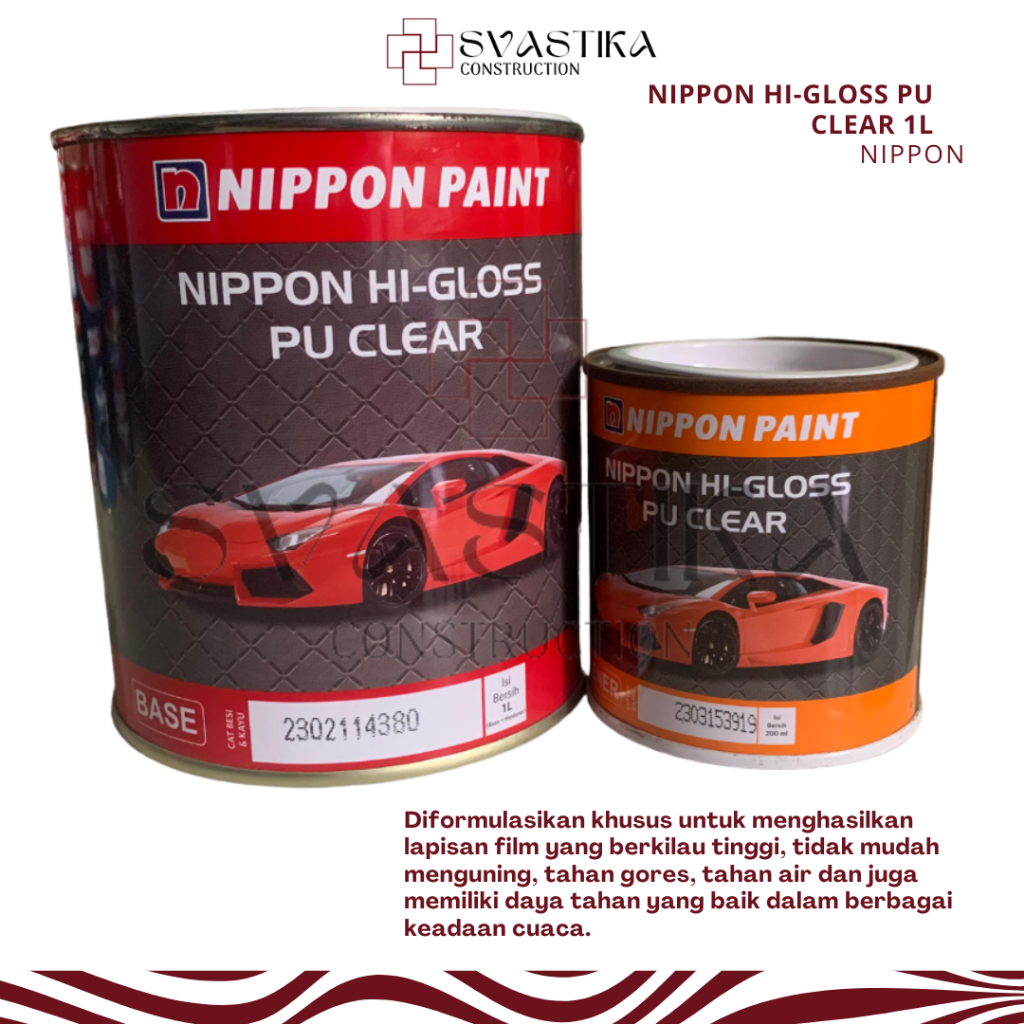 Nippon Hi gloss PU Clear 1L Cat Vernish Clear Gloss