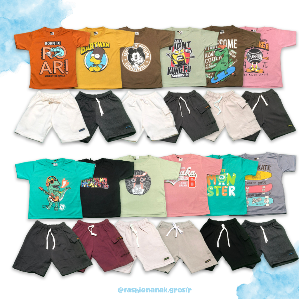 Baju Anak 100RIBU DAPAT 3 STEL - Baju anak Laki-Laki usia 1-8 tahun / Stelan Anak Laki-laki / Stelan