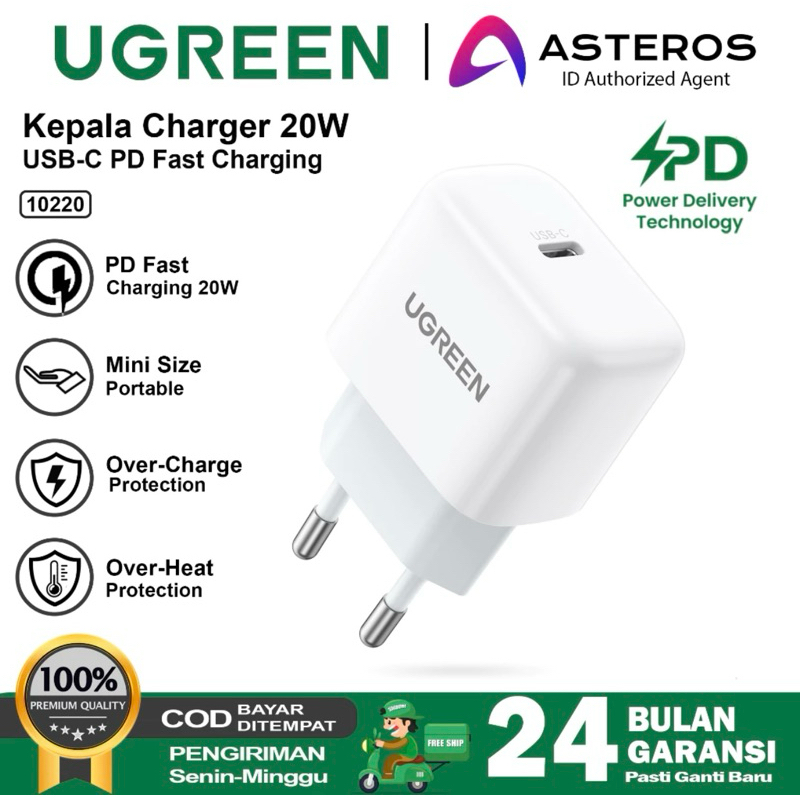 Adaptor UGREEN Mini Wall Charger PD Type-C Fast Charging 20W PD 4.0 QC 10220