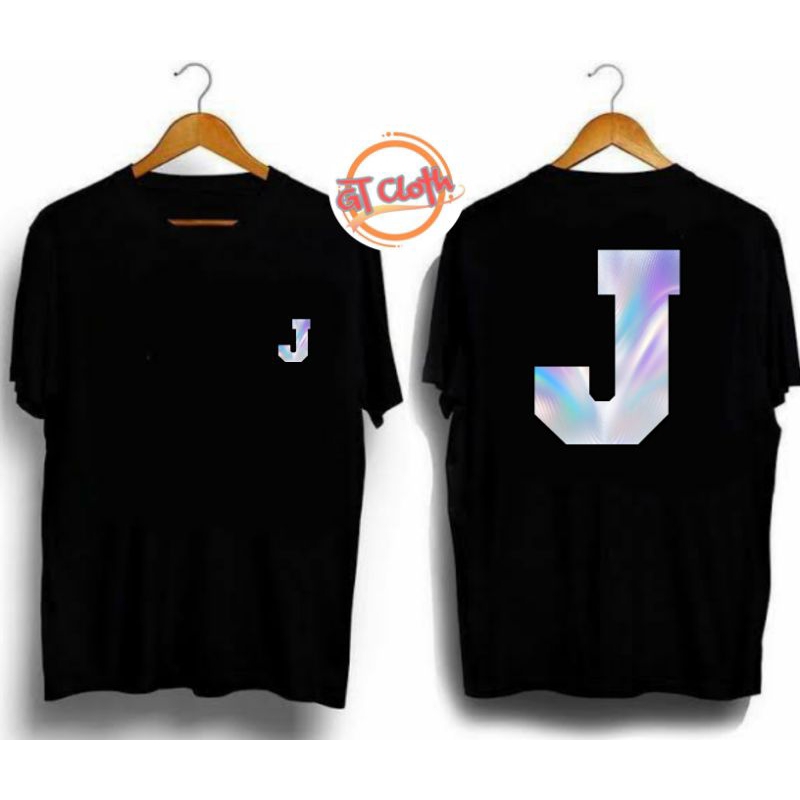 LOGO Inisial Nama Hurif J Hologram Baju Kaos Distro Premium Pria Wanita Combed30s