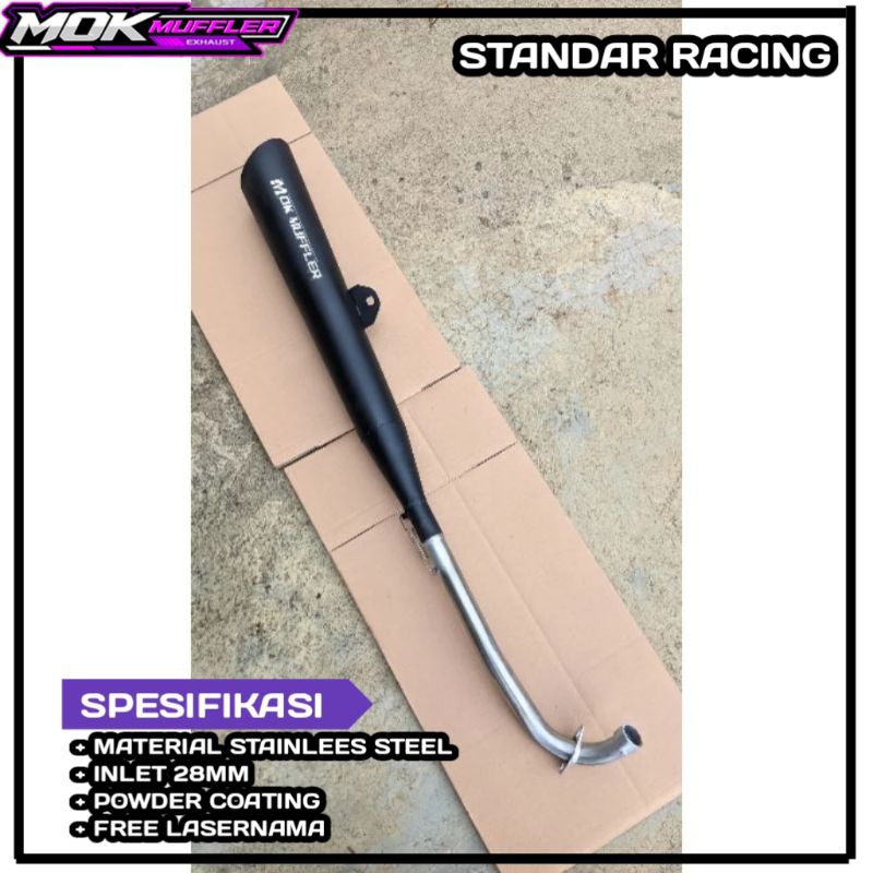 KNALPOT STANDAR RACING BLACK BEBEK HONDA KARISMA SUPRA X 125 DLL