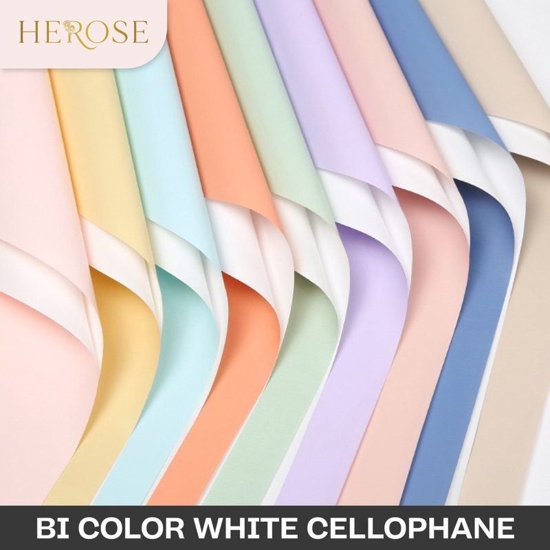 

(20 LEMBAR) Bicolor White Flower Wrapping Paper Kertas Cellophane Pembungkus Bunga Dua Warna Termurah