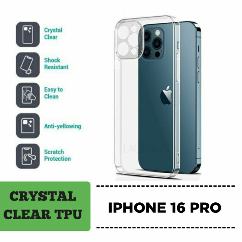 Case Iphone 16 Pro 16 Pro Max  Crystal Clear Liquid 2.00mm TPU Case Transparan Sofcase Casing Siliko