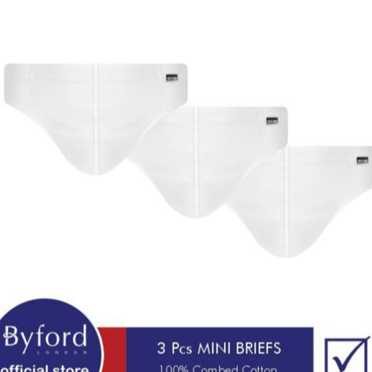 Byford Celana Dalam Pria Mini Brief 3 Pcs Putih / pack - QBYB37M3S