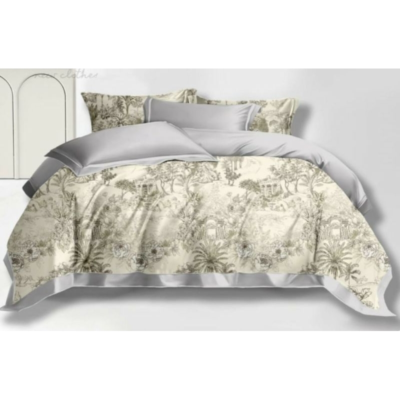 Sprei katun jepang ori | motif daun | custom | single, double, king, queen size 200x200 180x200 160x