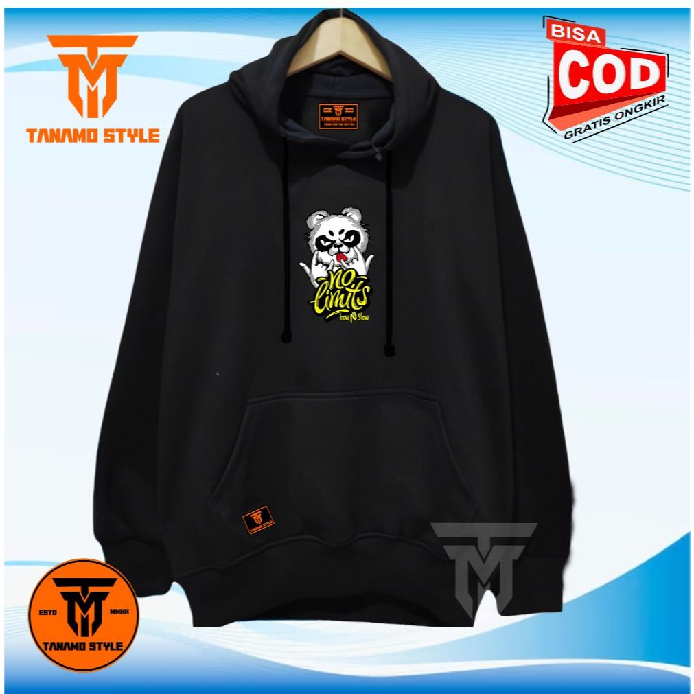 Tanamo Hodie Sweater Pria Wanita Warna Hitam Sablon No Limit Bahan Tebal Adem Hodi Unisex Ori