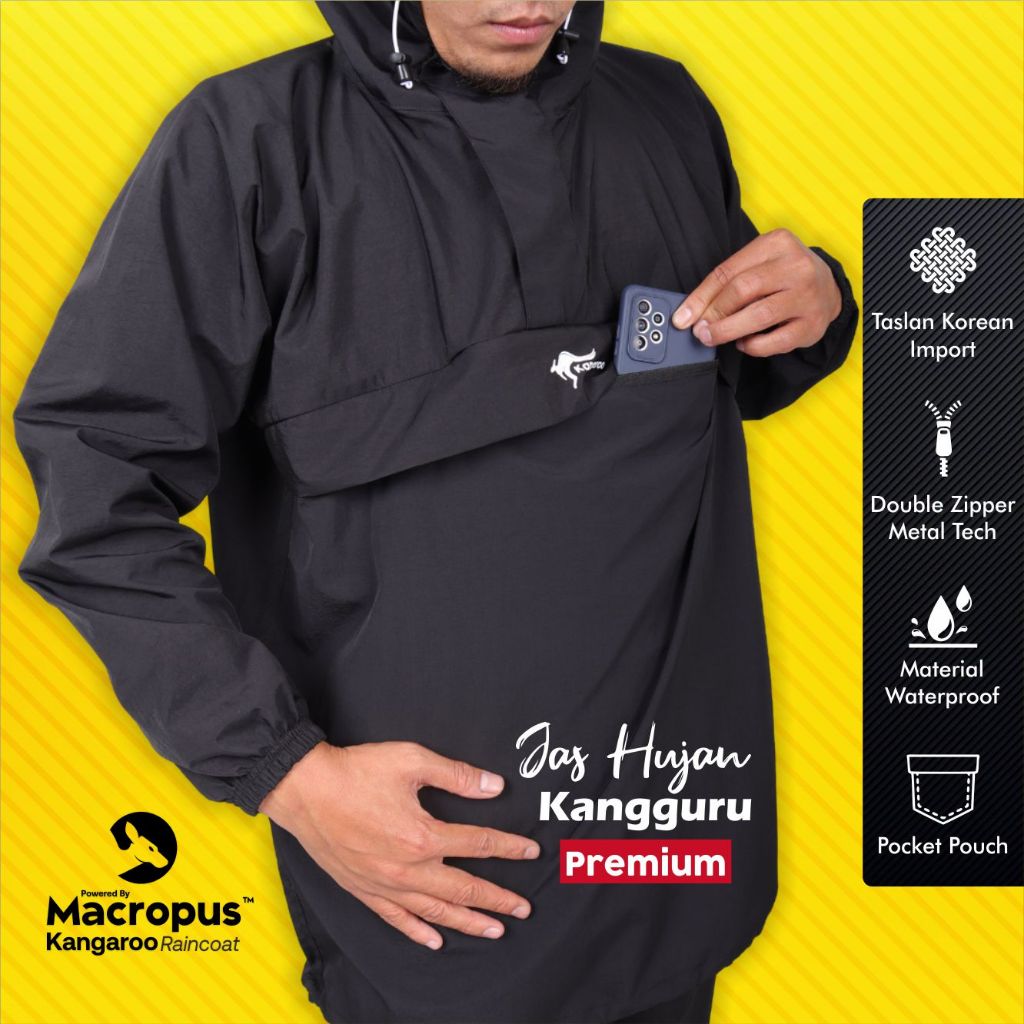 KANGAROO RAINCOAT Setelan Jas Hujan Kangguru Jas Ujan Anti Rembes Premium Mantel Kanguru Pria Dewasa