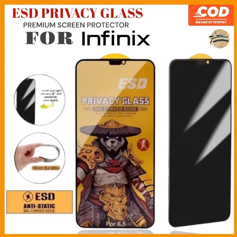 Tempered Glass ESD Anti Spy Premium Infinix Hot 9 Play 10 Play 10s 11 Play 10s NFC