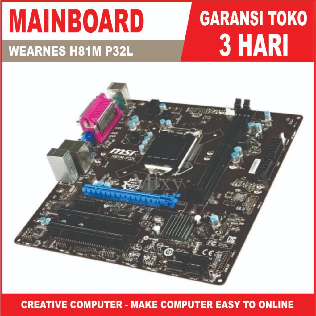 MAINBOARD WEARNES H81M P32L + PROSESOR G3230