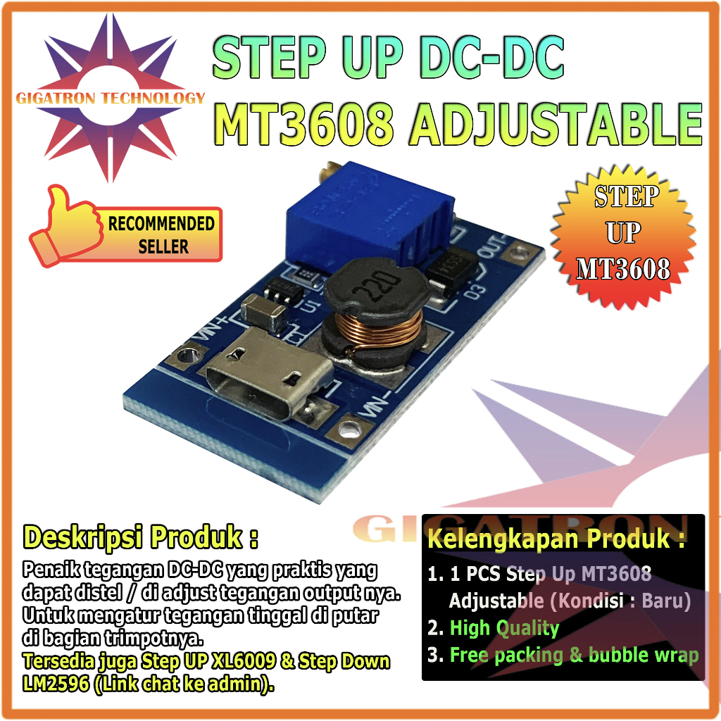 MT3608 Step Up DC-DC 2A Stepup DC to DC Module Power Booster MT3608 Micro USB Step Up Adjustable DC 