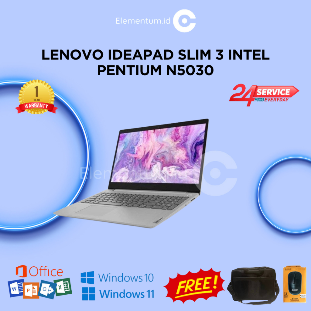 Laptop Lenovo Ideapad Slim 3 Intel Pentium N5030 | 4GB 256GB SSD 15,6 FHD