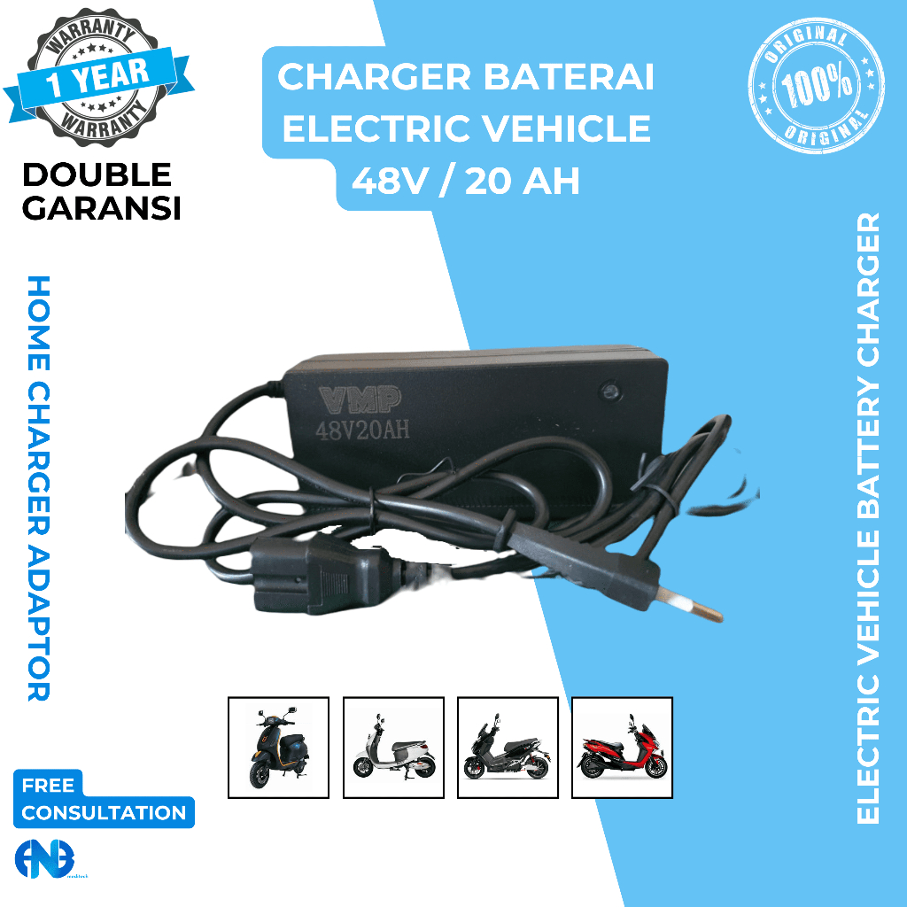Charger Motor Listrik 48v 20Ah Charger Battery Aki Home Charger Adaptor Portable