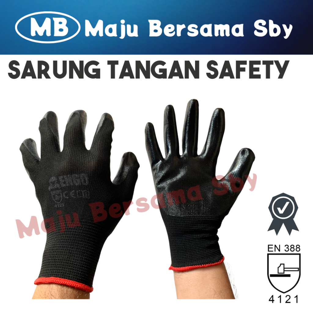 Sarung tangan kerja safety hitam standart EN388