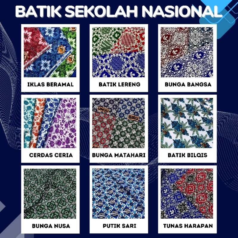 KAIN BATIK SEKOLAH NASIONAL BY ANAK BANGSA SEHAT CERDAS CERIA MATAHARI TUT WURI HANDAYANI LERENG IKL