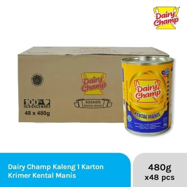 

Dairy Champ Kaleng 1 Dus | Susu Krimer Kental Manis Dairy Champ Lebih Hemat