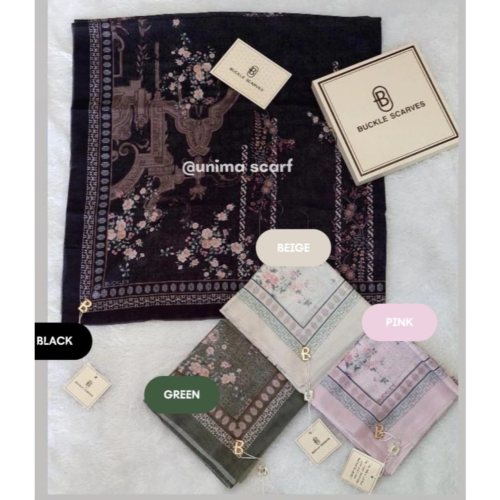 Jilbab hijab segiempat buckle scarves box motif polos voal premium by azara official pouch