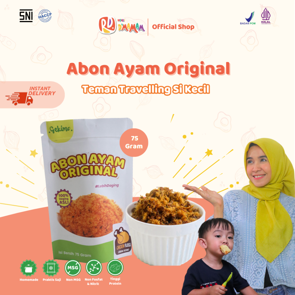 

D'MAMAM SBY Abon Ayam Anak MPASI 75g Travel Friendly Bebas Pengawet & MSG Gekimo