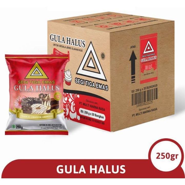 

Gula Halus SEGITIGA EMAS 1Dus / Karton isi 20 Pcs 250gram