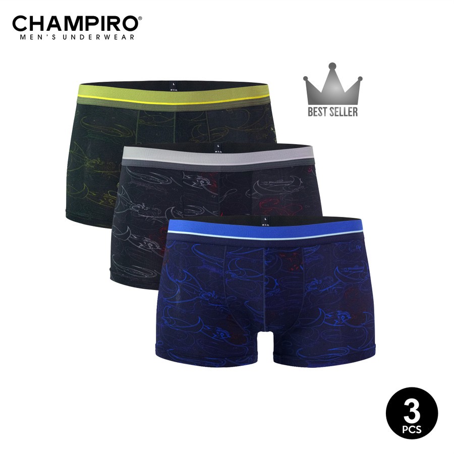 CHAMPIRO -  Celana Dalam Boxer Pria 'XCited' - Boxer Quickdry - isi 3pcs